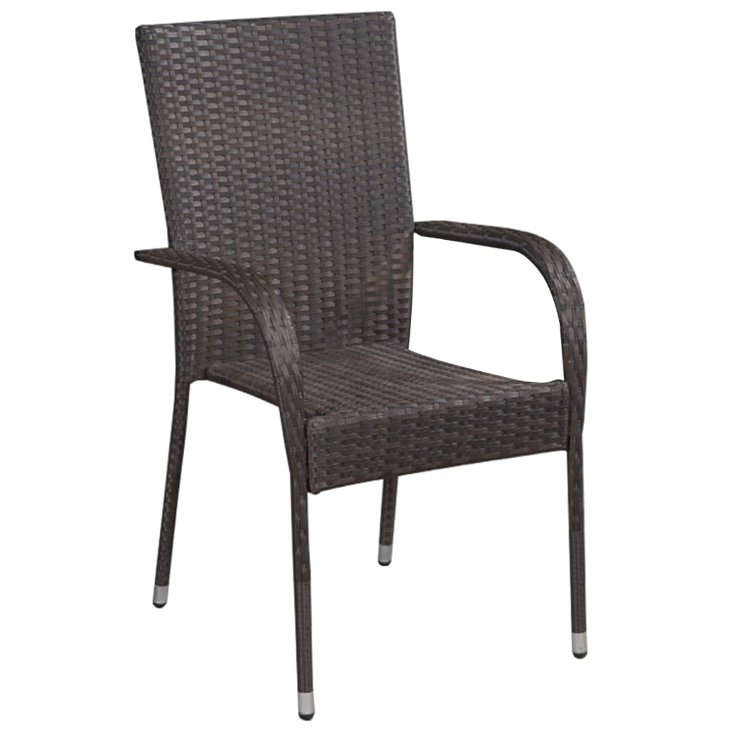 Stackable Outdoor Chairs 6 pcs Poly Rattan Brown- Outdoor Chairs - HomeShopIreland - Home Shop Ireland - Outdoor Chairs - Stackable Outdoor Chairs 6 pcs Poly Rattan Brown
