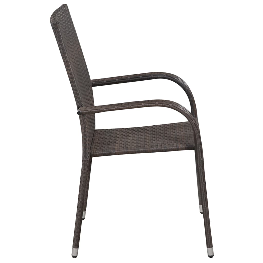 Stackable Outdoor Chairs 6 pcs Poly Rattan Brown- Outdoor Chairs - HomeShopIreland - Home Shop Ireland - Outdoor Chairs - Stackable Outdoor Chairs 6 pcs Poly Rattan Brown