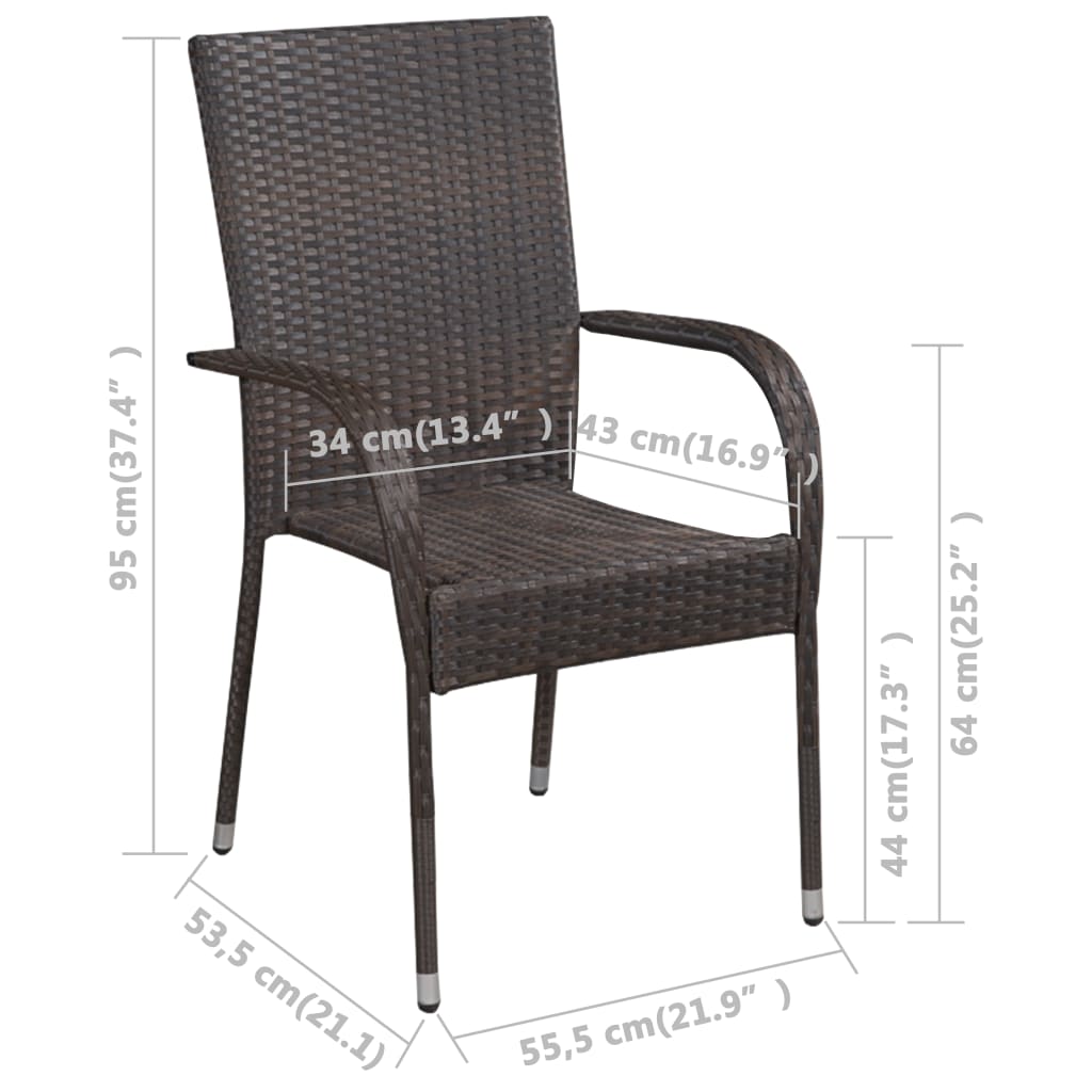 Stackable Outdoor Chairs 6 pcs Poly Rattan Brown- Outdoor Chairs - HomeShopIreland - Home Shop Ireland - Outdoor Chairs - Stackable Outdoor Chairs 6 pcs Poly Rattan Brown