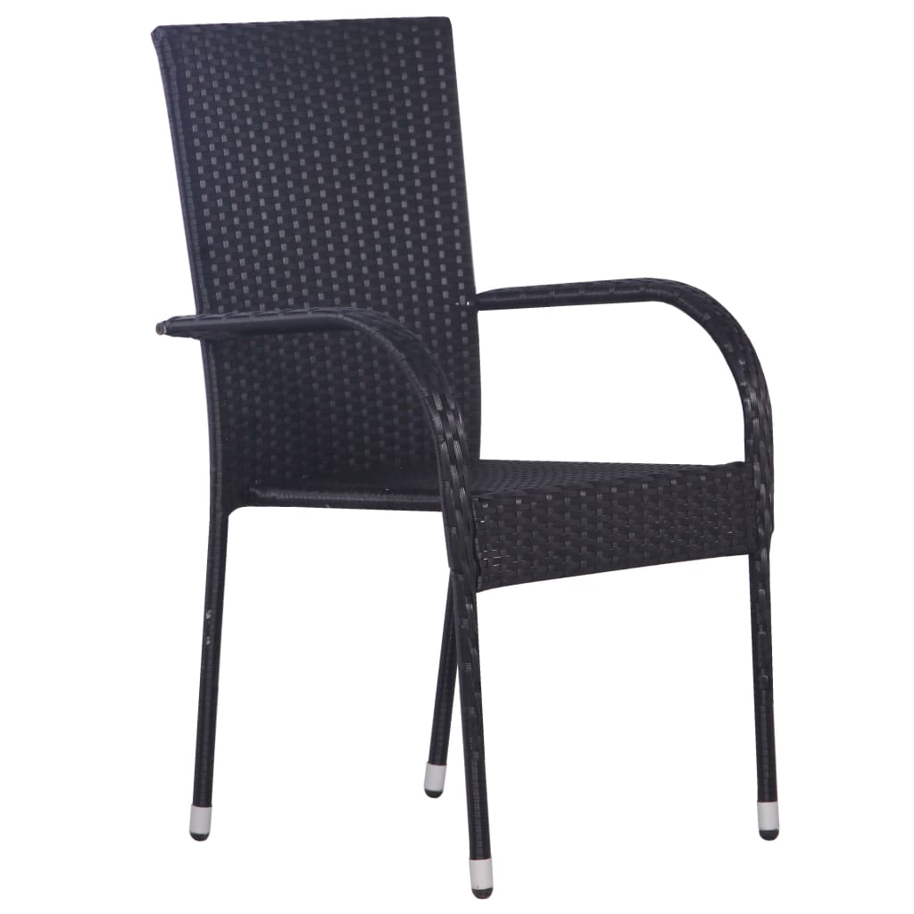 Stackable Outdoor Chairs 6 pcs Poly Rattan Black- Outdoor Chairs - HomeShopIreland - Home Shop Ireland - Outdoor Chairs - Stackable Outdoor Chairs 6 pcs Poly Rattan Black