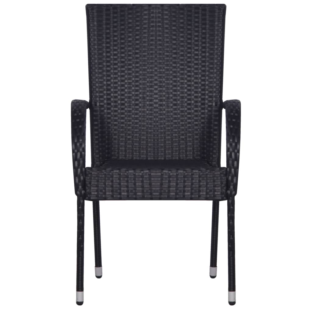Stackable Outdoor Chairs 6 pcs Poly Rattan Black- Outdoor Chairs - HomeShopIreland - Home Shop Ireland - Outdoor Chairs - Stackable Outdoor Chairs 6 pcs Poly Rattan Black