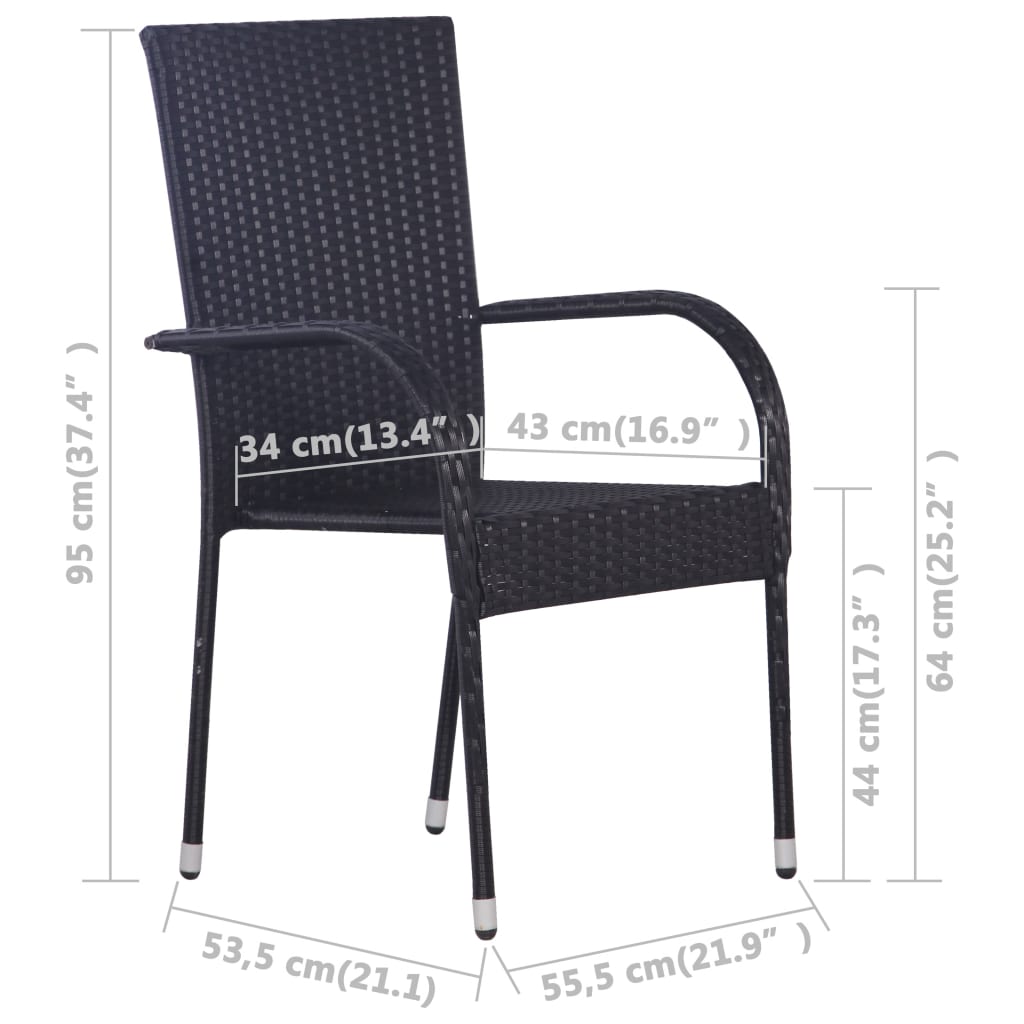 Stackable Outdoor Chairs 6 pcs Poly Rattan Black- Outdoor Chairs - HomeShopIreland - Home Shop Ireland - Outdoor Chairs - Stackable Outdoor Chairs 6 pcs Poly Rattan Black