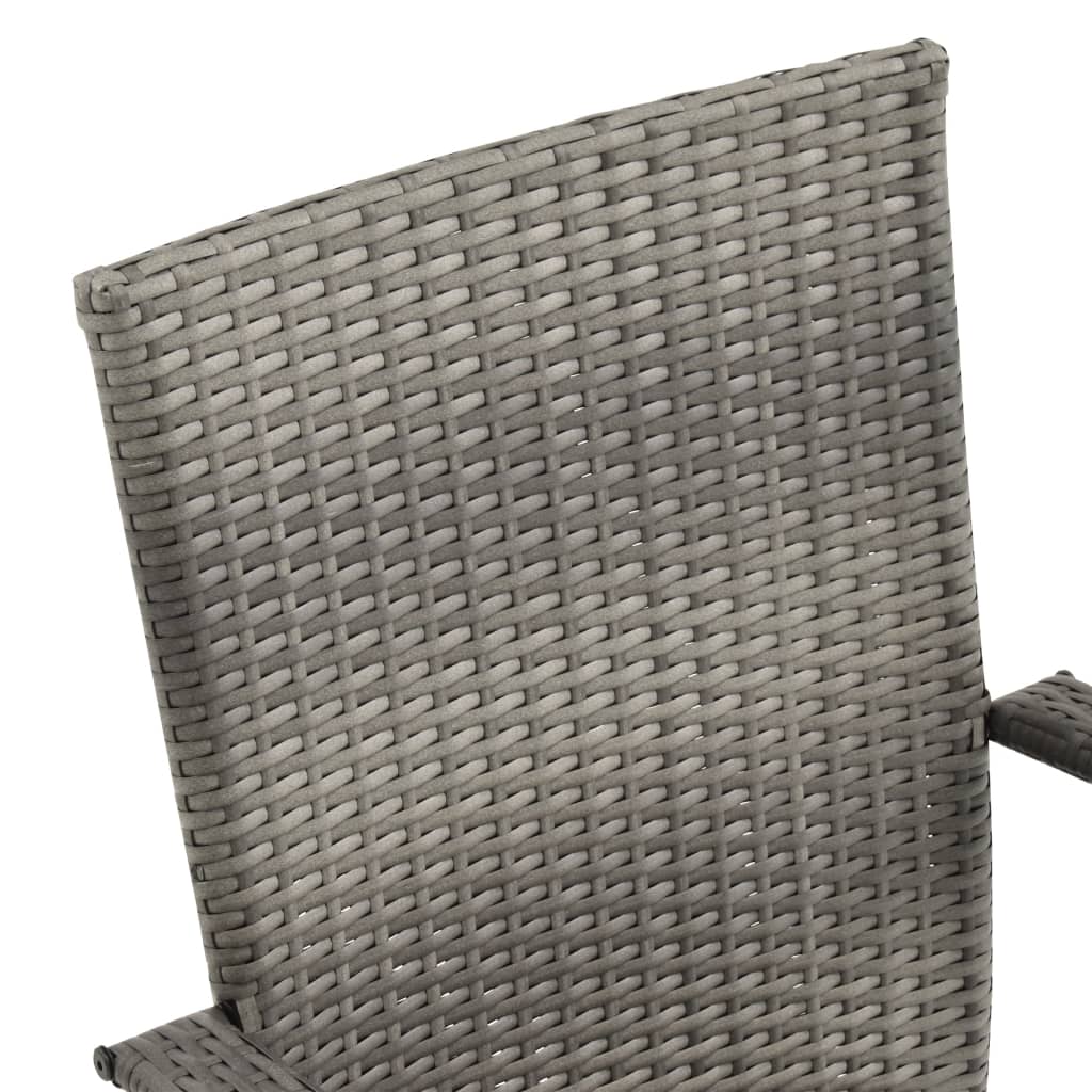 Stackable Outdoor Chairs 6 pcs Grey Poly Rattan- Outdoor Chairs - HomeShopIreland - Home Shop Ireland - Outdoor Chairs - Stackable Outdoor Chairs 6 pcs Grey Poly Rattan