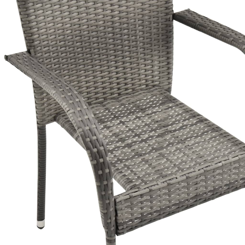 Stackable Outdoor Chairs 6 pcs Grey Poly Rattan- Outdoor Chairs - HomeShopIreland - Home Shop Ireland - Outdoor Chairs - Stackable Outdoor Chairs 6 pcs Grey Poly Rattan