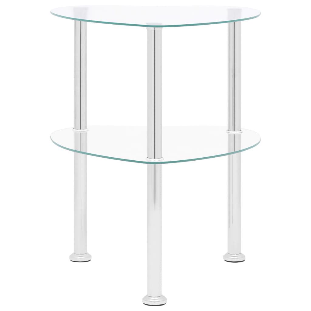 2-Tier Side Table Transparent 38x38x50 cm Tempered Glass- End Tables - HomeShopIreland - Home Shop Ireland - End Tables - 2-Tier Side Table Transparent 38x38x50 cm Tempered Glass
