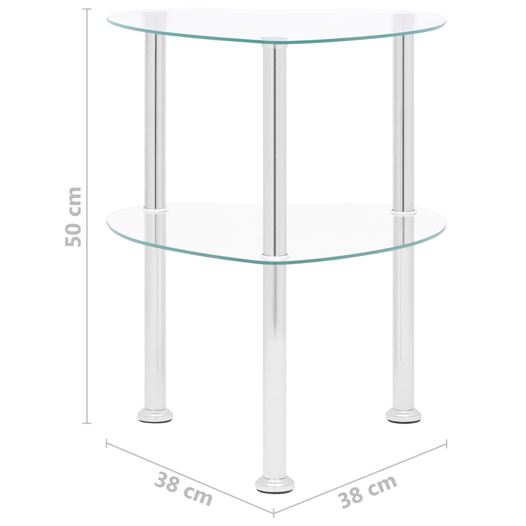 2-Tier Side Table Transparent 38x38x50 cm Tempered Glass- End Tables - HomeShopIreland - Home Shop Ireland - End Tables - 2-Tier Side Table Transparent 38x38x50 cm Tempered Glass