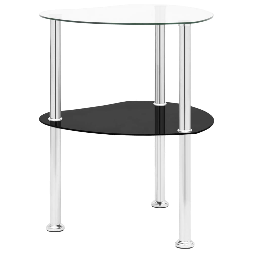 2-Tier Side Table Transparent & Black 38x38x50cm Tempered Glass- End Tables - HomeShopIreland - Home Shop Ireland - End Tables - 2-Tier Side Table Transparent & Black 38x38x50cm Tempered Glass