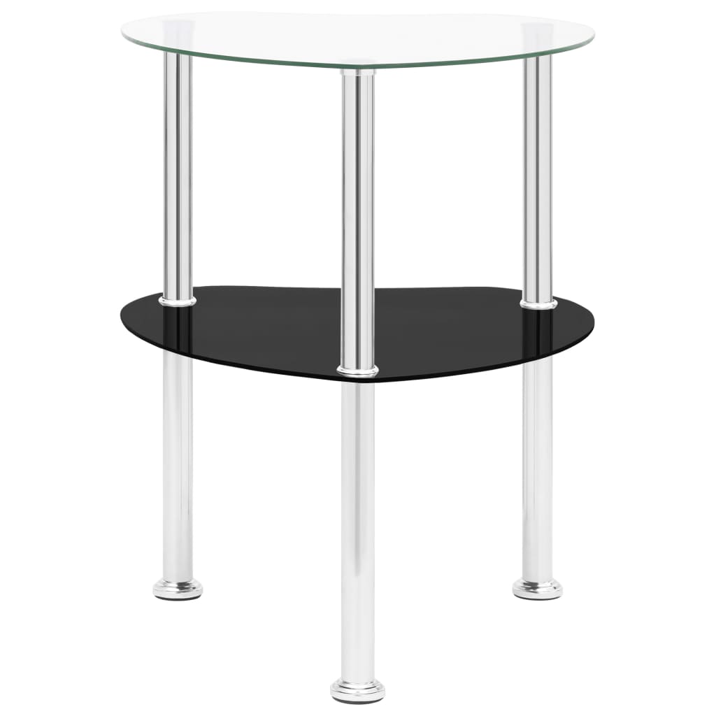 2-Tier Side Table Transparent & Black 38x38x50cm Tempered Glass- End Tables - HomeShopIreland - Home Shop Ireland - End Tables - 2-Tier Side Table Transparent & Black 38x38x50cm Tempered Glass
