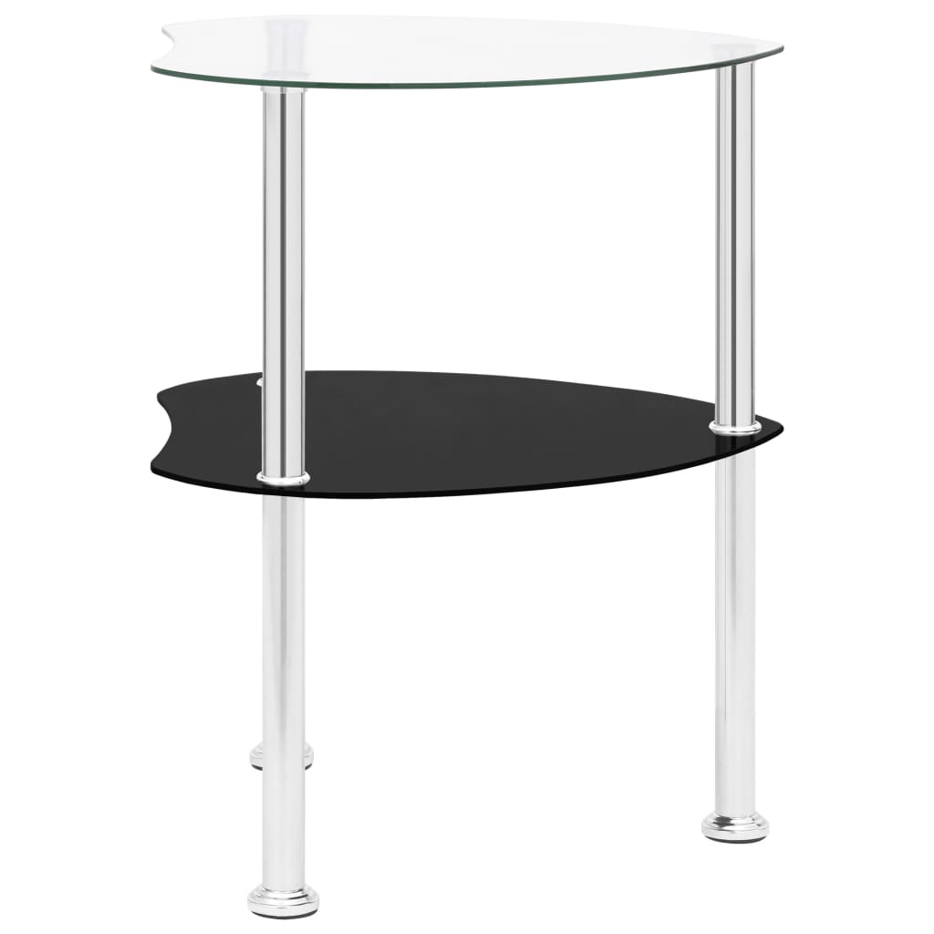 2-Tier Side Table Transparent & Black 38x38x50cm Tempered Glass- End Tables - HomeShopIreland - Home Shop Ireland - End Tables - 2-Tier Side Table Transparent & Black 38x38x50cm Tempered Glass