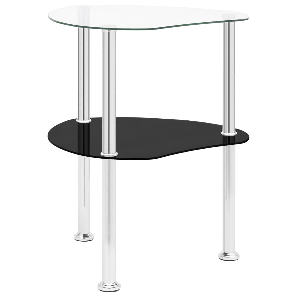 2-Tier Side Table Transparent & Black 38x38x50cm Tempered Glass- End Tables - HomeShopIreland - Home Shop Ireland - End Tables - 2-Tier Side Table Transparent & Black 38x38x50cm Tempered Glass