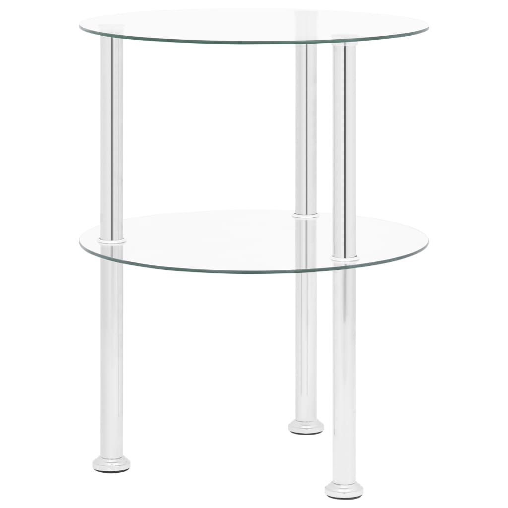 2-Tier Side Table Transparent 38 cm Tempered Glass- End Tables - HomeShopIreland - Home Shop Ireland - End Tables - 2-Tier Side Table Transparent 38 cm Tempered Glass