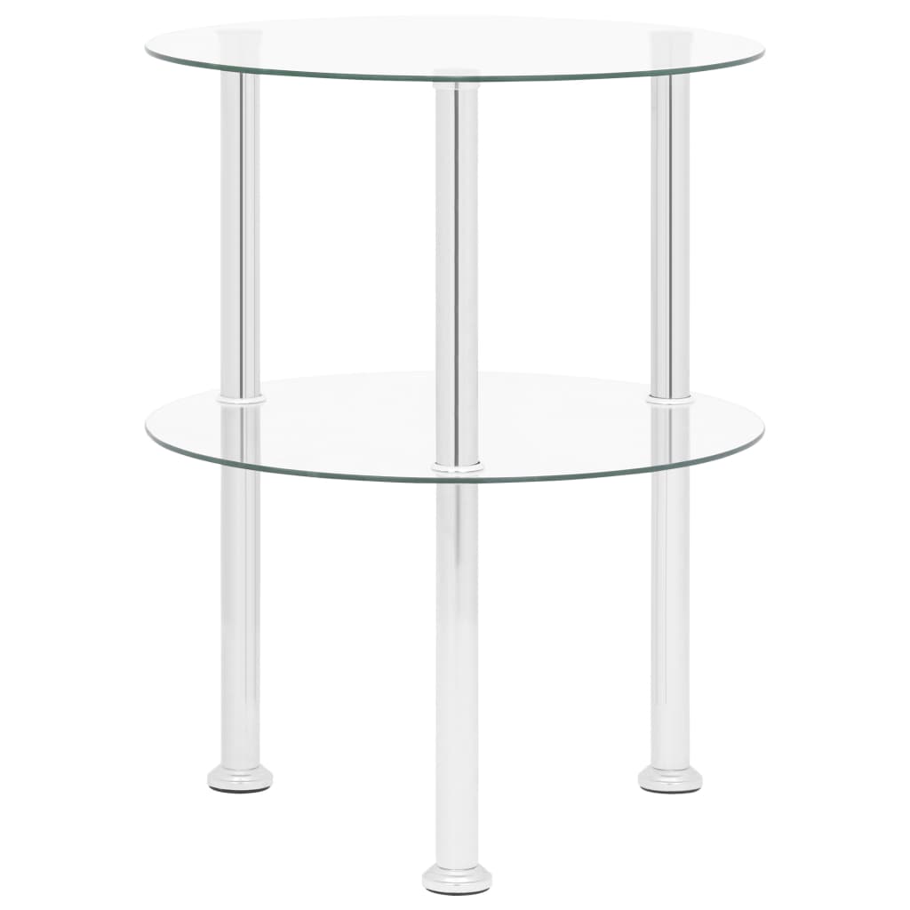 2-Tier Side Table Transparent 38 cm Tempered Glass- End Tables - HomeShopIreland - Home Shop Ireland - End Tables - 2-Tier Side Table Transparent 38 cm Tempered Glass