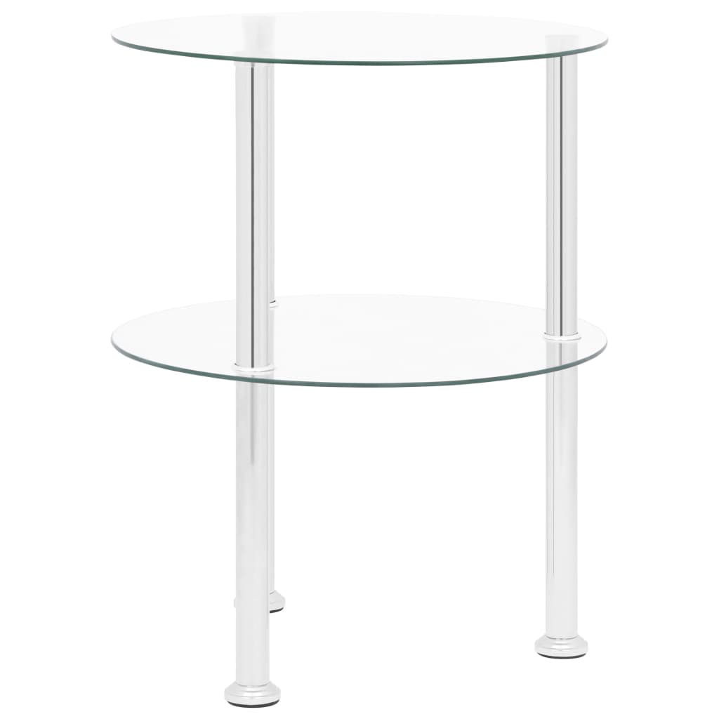 2-Tier Side Table Transparent 38 cm Tempered Glass- End Tables - HomeShopIreland - Home Shop Ireland - End Tables - 2-Tier Side Table Transparent 38 cm Tempered Glass