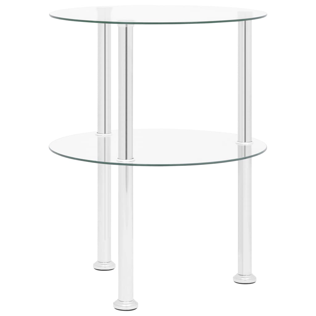 2-Tier Side Table Transparent 38 cm Tempered Glass- End Tables - HomeShopIreland - Home Shop Ireland - End Tables - 2-Tier Side Table Transparent 38 cm Tempered Glass