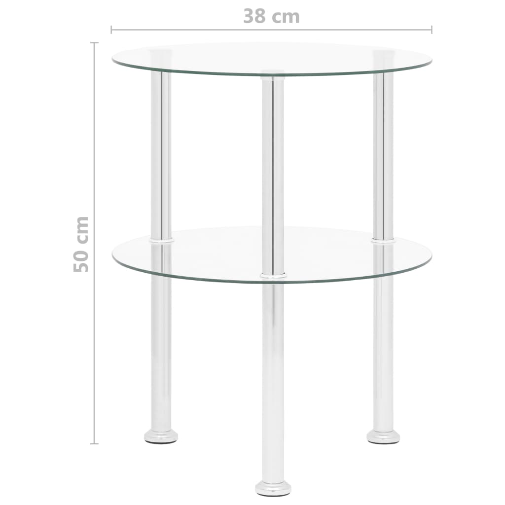 2-Tier Side Table Transparent 38 cm Tempered Glass- End Tables - HomeShopIreland - Home Shop Ireland - End Tables - 2-Tier Side Table Transparent 38 cm Tempered Glass