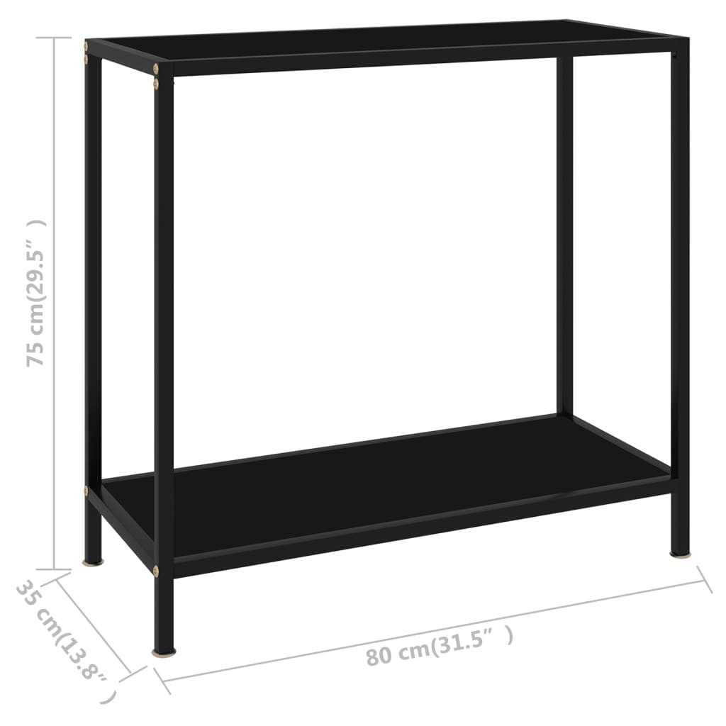 Console Table Black 80x35x75 cm Tempered Glass- End Tables - HomeShopIreland - Home Shop Ireland - End Tables - Console Table Black 80x35x75 cm Tempered Glass