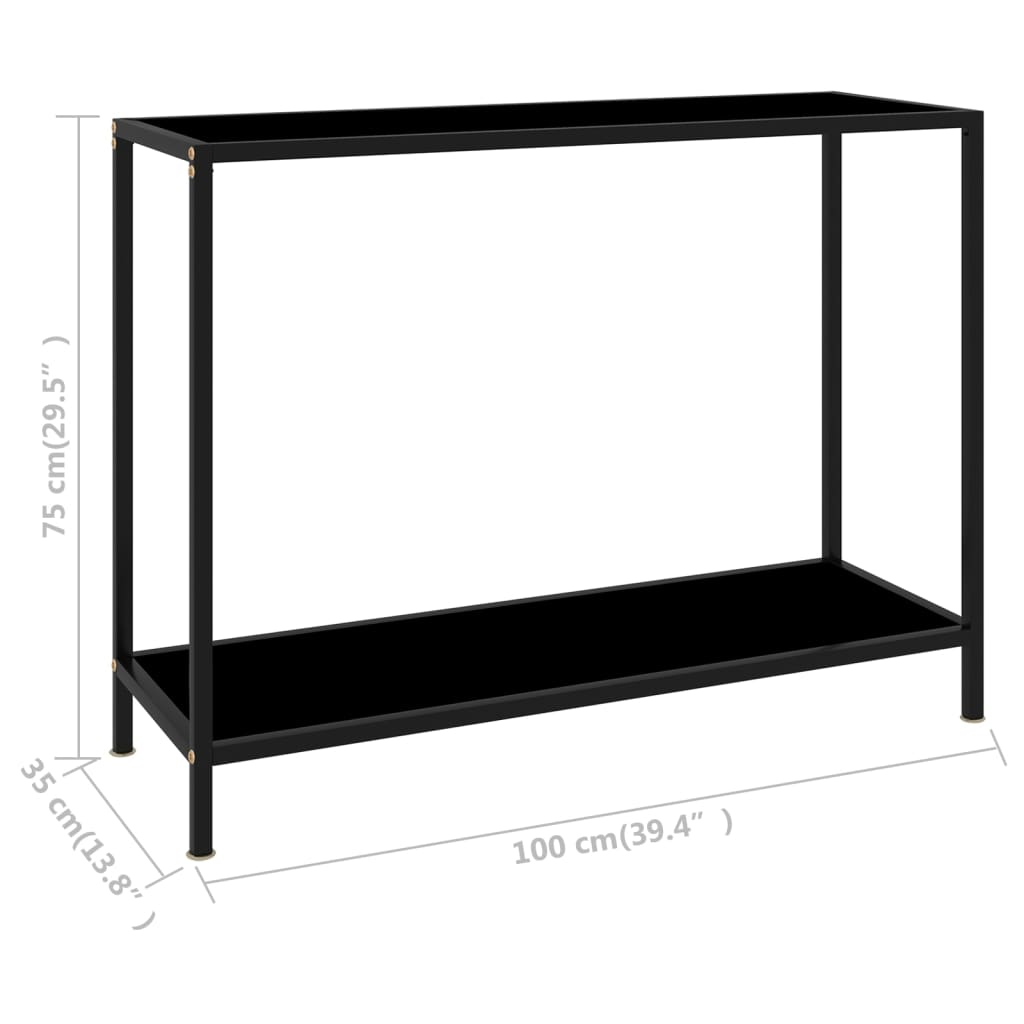 Console Table Black 100x35x75 cm Tempered Glass- End Tables - HomeShopIreland - Home Shop Ireland - End Tables - Console Table Black 100x35x75 cm Tempered Glass