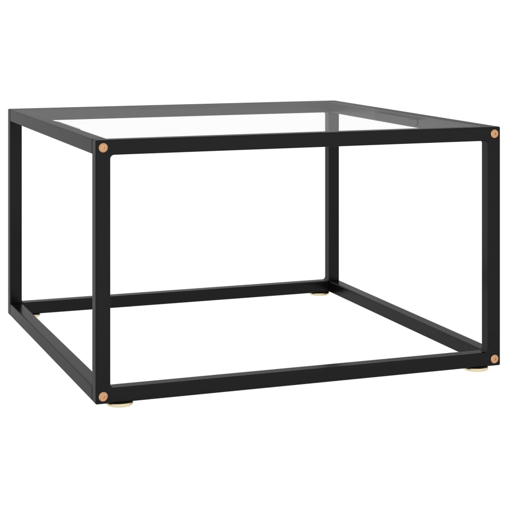 Tea Table Black with Tempered Glass 60x60x35 cm- Coffee Tables - HomeShopIreland - Home Shop Ireland - Coffee Tables - Tea Table Black with Tempered Glass 60x60x35 cm