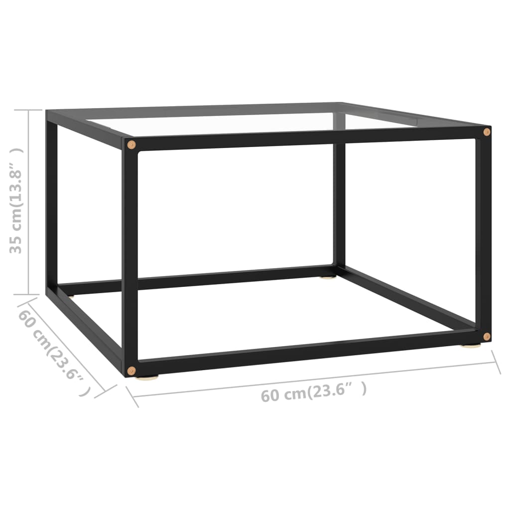 Tea Table Black with Tempered Glass 60x60x35 cm- Coffee Tables - HomeShopIreland - Home Shop Ireland - Coffee Tables - Tea Table Black with Tempered Glass 60x60x35 cm