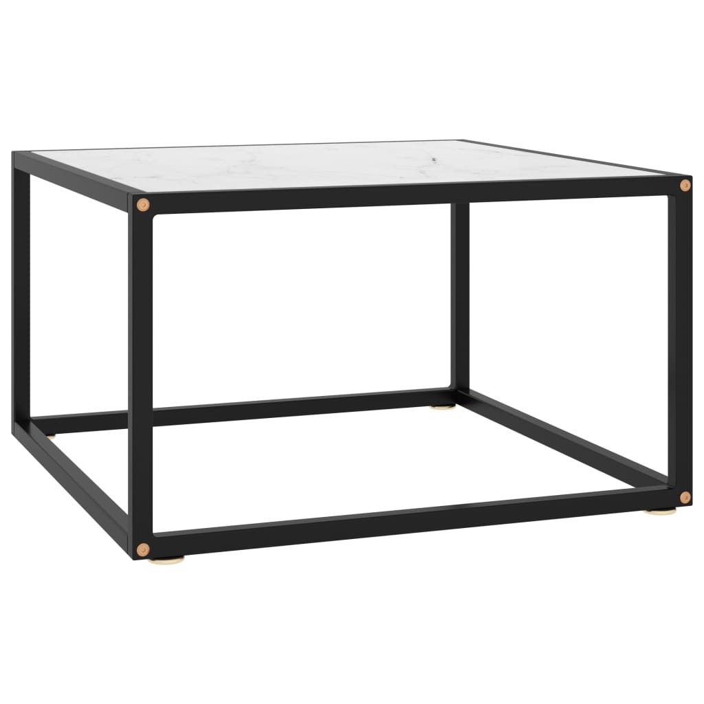 Tea Table Black with White Marble Glass 60x60x35 cm- Coffee Tables - HomeShopIreland - Home Shop Ireland - Coffee Tables - Tea Table Black with White Marble Glass 60x60x35 cm