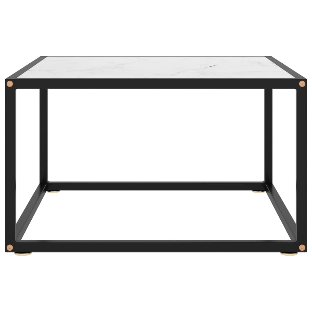 Tea Table Black with White Marble Glass 60x60x35 cm- Coffee Tables - HomeShopIreland - Home Shop Ireland - Coffee Tables - Tea Table Black with White Marble Glass 60x60x35 cm
