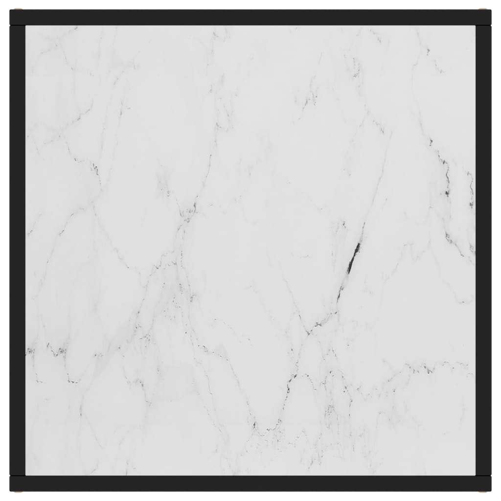 Tea Table Black with White Marble Glass 60x60x35 cm- Coffee Tables - HomeShopIreland - Home Shop Ireland - Coffee Tables - Tea Table Black with White Marble Glass 60x60x35 cm