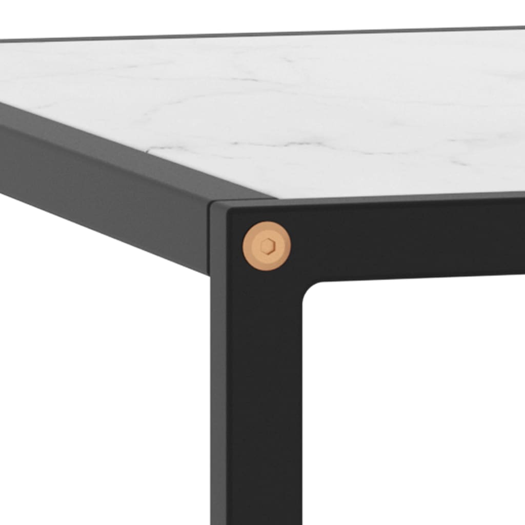 Tea Table Black with White Marble Glass 60x60x35 cm- Coffee Tables - HomeShopIreland - Home Shop Ireland - Coffee Tables - Tea Table Black with White Marble Glass 60x60x35 cm