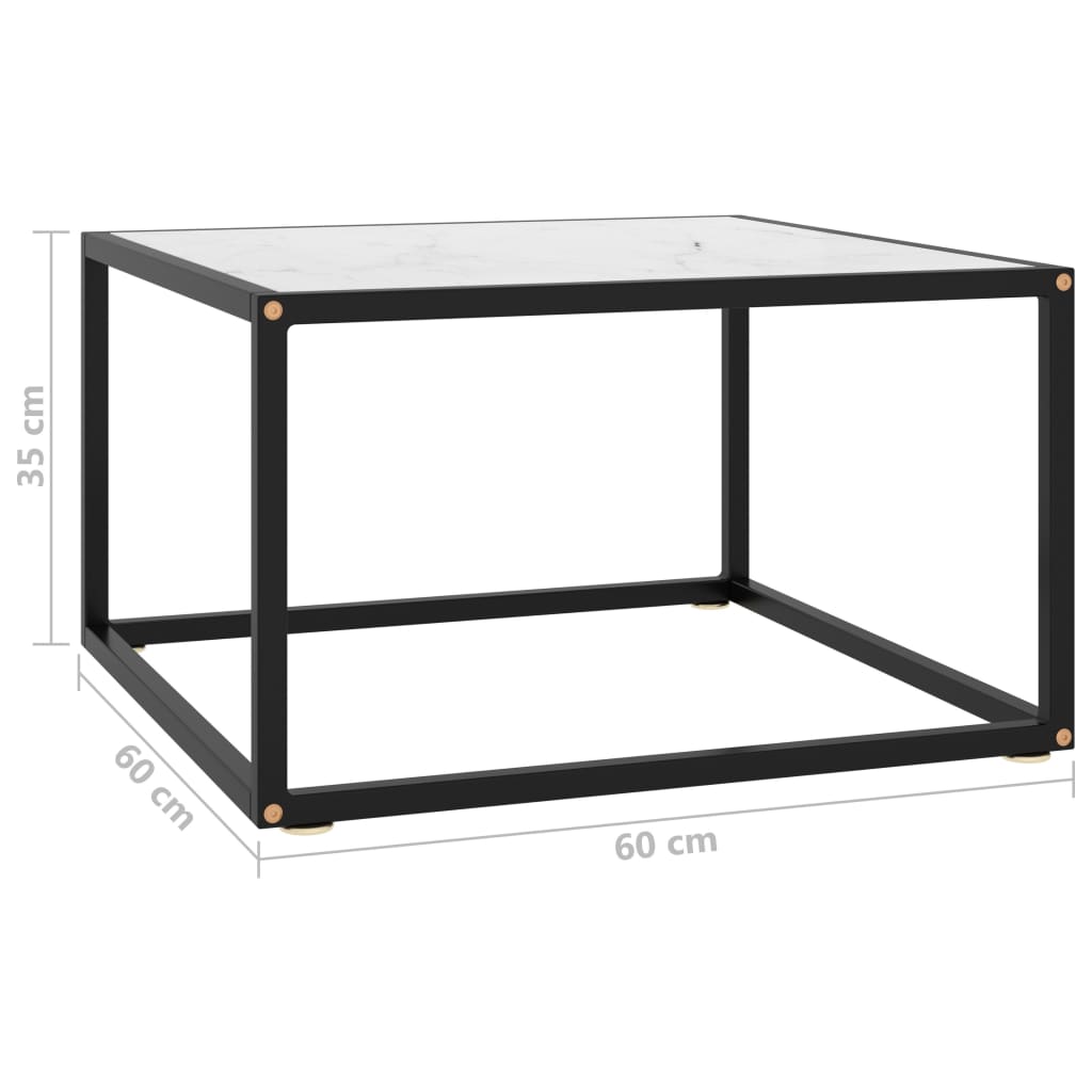 Tea Table Black with White Marble Glass 60x60x35 cm- Coffee Tables - HomeShopIreland - Home Shop Ireland - Coffee Tables - Tea Table Black with White Marble Glass 60x60x35 cm