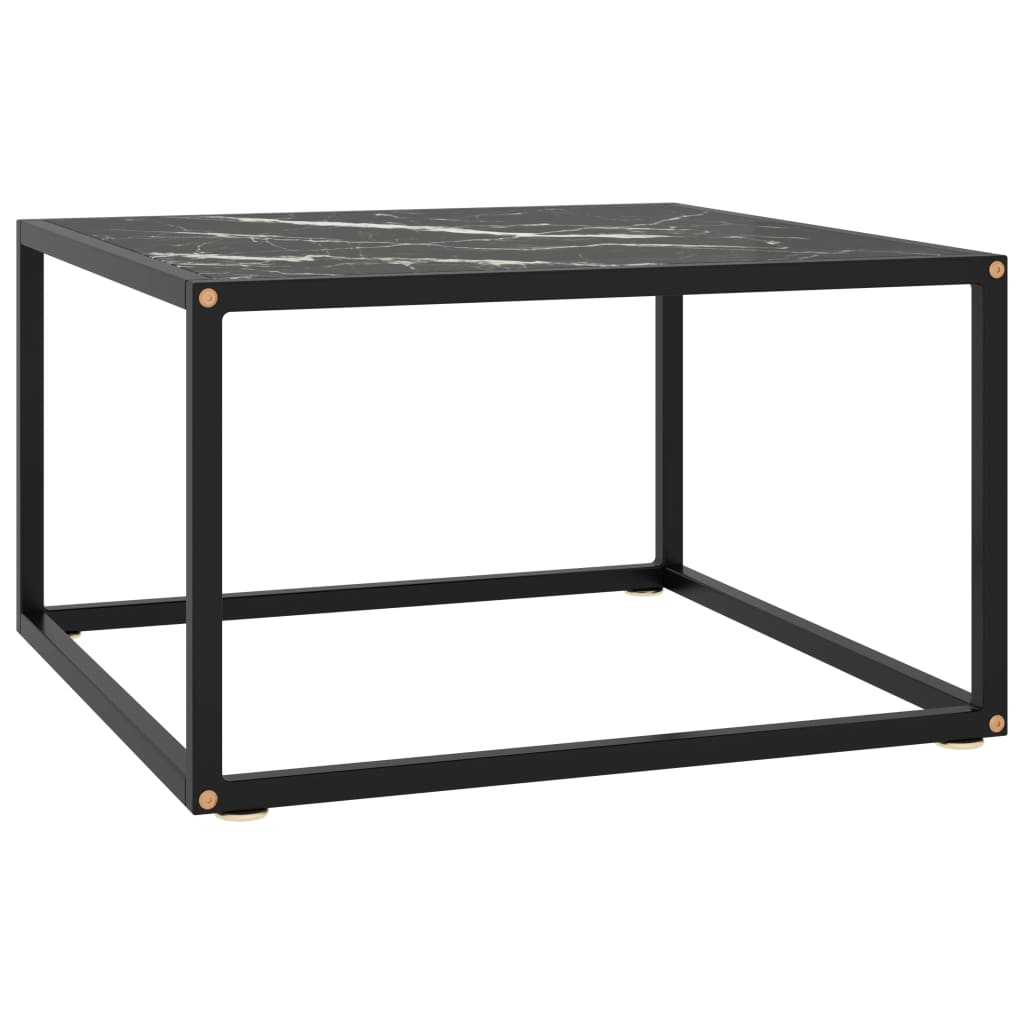 Tea Table Black with Black Marble Glass 60x60x35 cm- Coffee Tables - HomeShopIreland - Home Shop Ireland - Coffee Tables - Tea Table Black with Black Marble Glass 60x60x35 cm