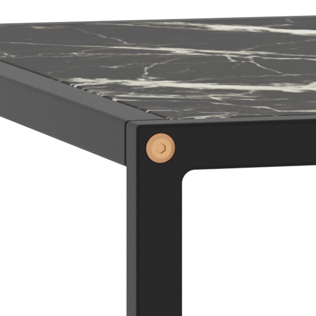 Tea Table Black with Black Marble Glass 60x60x35 cm- Coffee Tables - HomeShopIreland - Home Shop Ireland - Coffee Tables - Tea Table Black with Black Marble Glass 60x60x35 cm