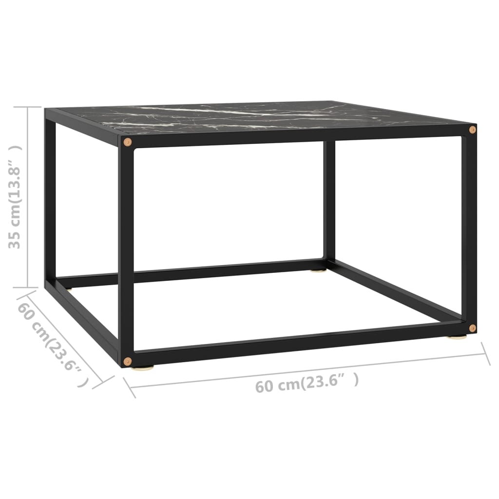 Tea Table Black with Black Marble Glass 60x60x35 cm- Coffee Tables - HomeShopIreland - Home Shop Ireland - Coffee Tables - Tea Table Black with Black Marble Glass 60x60x35 cm