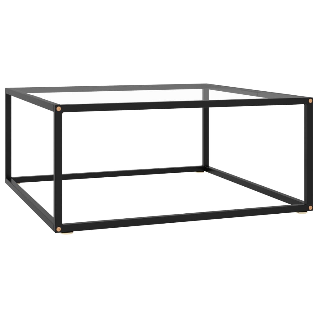 Tea Table Black with Tempered Glass 80x80x35 cm- Coffee Tables - HomeShopIreland - Home Shop Ireland - Coffee Tables - Tea Table Black with Tempered Glass 80x80x35 cm