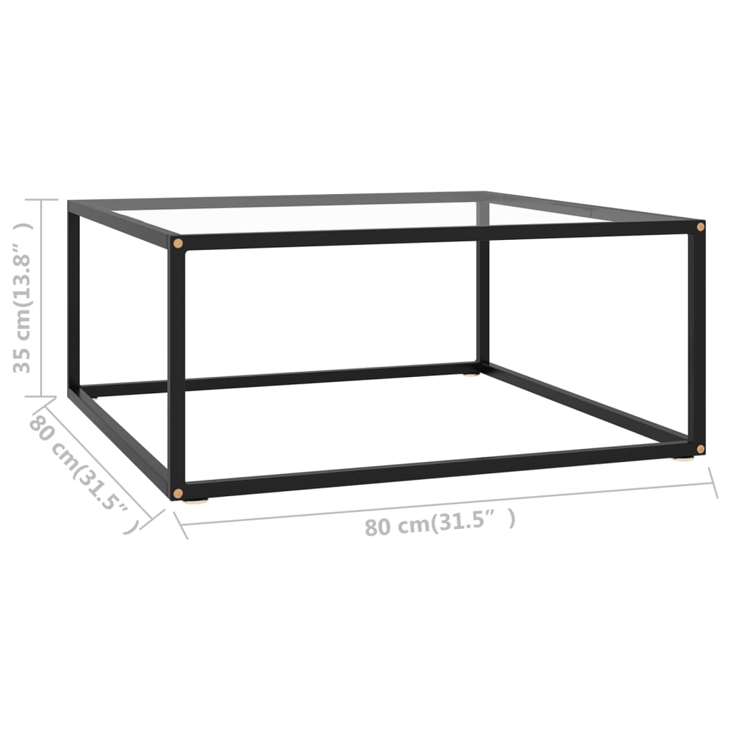 Tea Table Black with Tempered Glass 80x80x35 cm- Coffee Tables - HomeShopIreland - Home Shop Ireland - Coffee Tables - Tea Table Black with Tempered Glass 80x80x35 cm