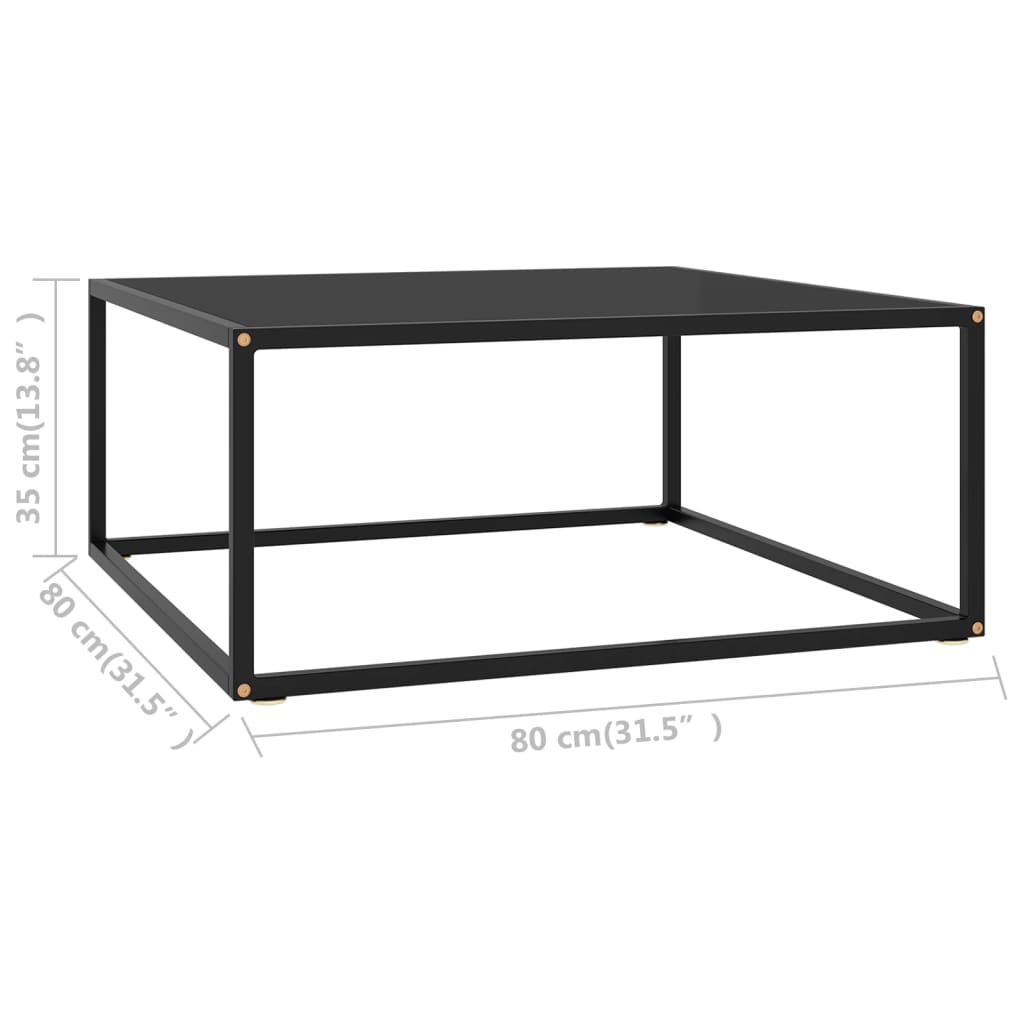 Tea Table Black with Black Glass 80x80x35 cm- Coffee Tables - HomeShopIreland - Home Shop Ireland - Coffee Tables - Tea Table Black with Black Glass 80x80x35 cm
