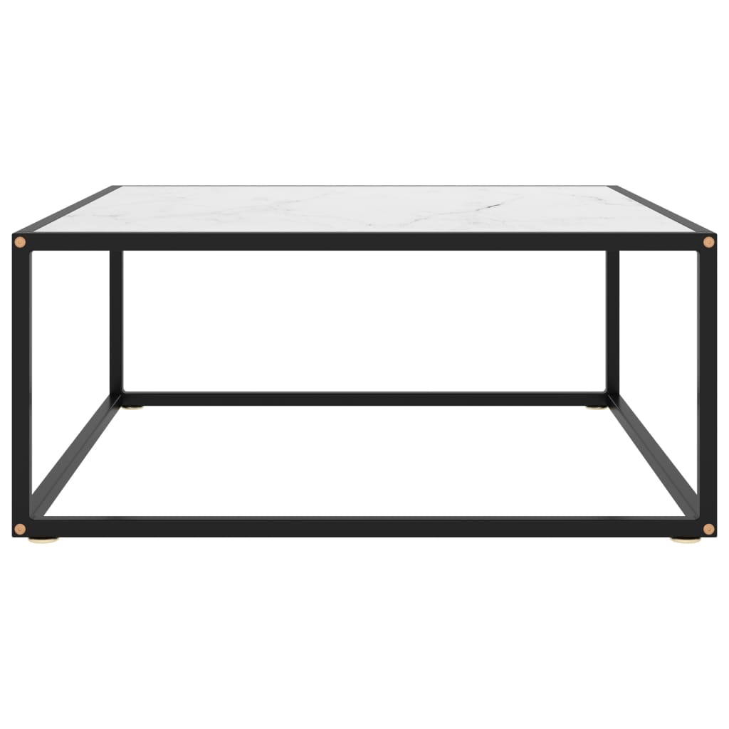 Tea Table Black with White Marble Glass 80x80x35 cm- Coffee Tables - HomeShopIreland - Home Shop Ireland - Coffee Tables - Tea Table Black with White Marble Glass 80x80x35 cm