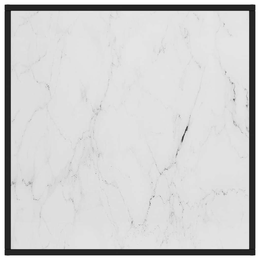 Tea Table Black with White Marble Glass 80x80x35 cm- Coffee Tables - HomeShopIreland - Home Shop Ireland - Coffee Tables - Tea Table Black with White Marble Glass 80x80x35 cm