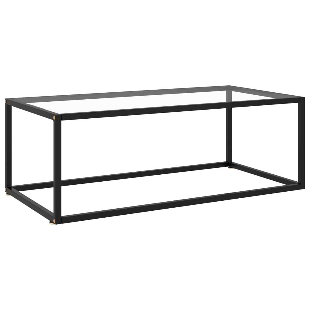 Tea Table Black with Tempered Glass 100x50x35 cm- Coffee Tables - HomeShopIreland - Home Shop Ireland - Coffee Tables - Tea Table Black with Tempered Glass 100x50x35 cm