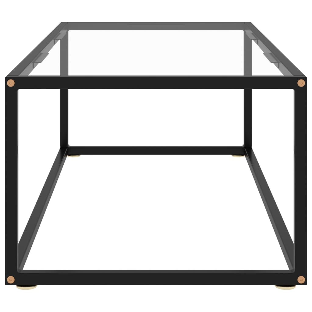 Tea Table Black with Tempered Glass 100x50x35 cm- Coffee Tables - HomeShopIreland - Home Shop Ireland - Coffee Tables - Tea Table Black with Tempered Glass 100x50x35 cm