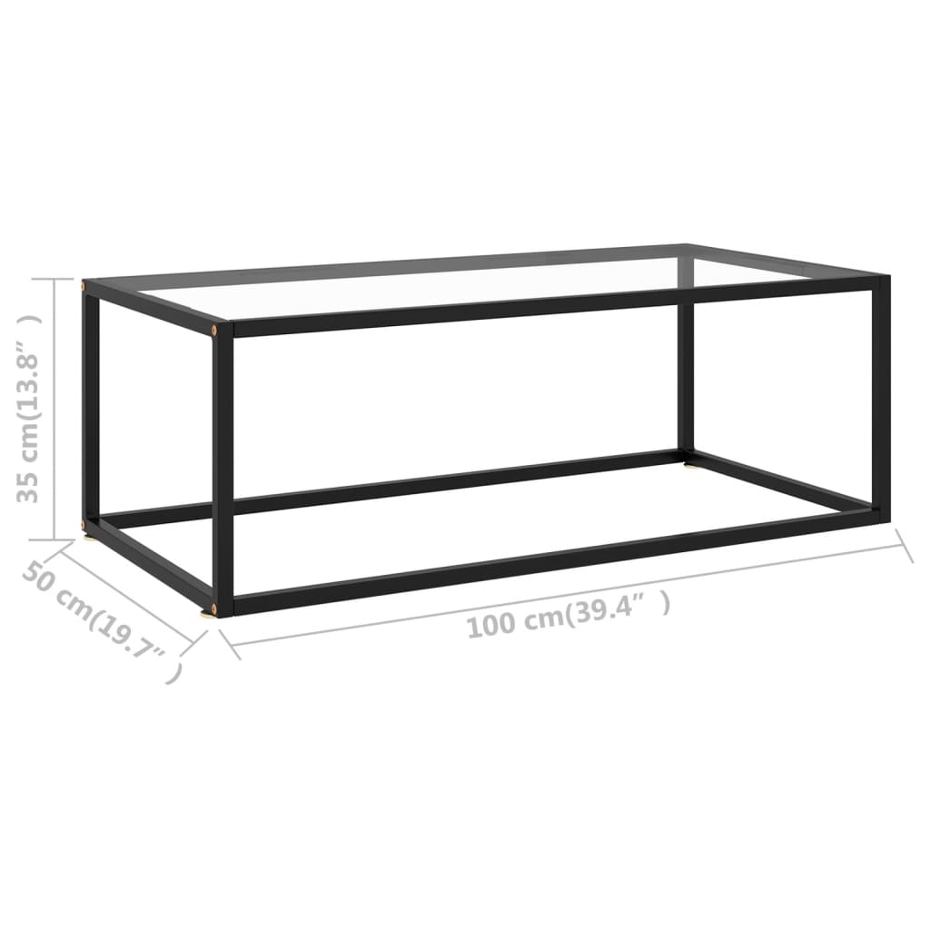 Tea Table Black with Tempered Glass 100x50x35 cm- Coffee Tables - HomeShopIreland - Home Shop Ireland - Coffee Tables - Tea Table Black with Tempered Glass 100x50x35 cm
