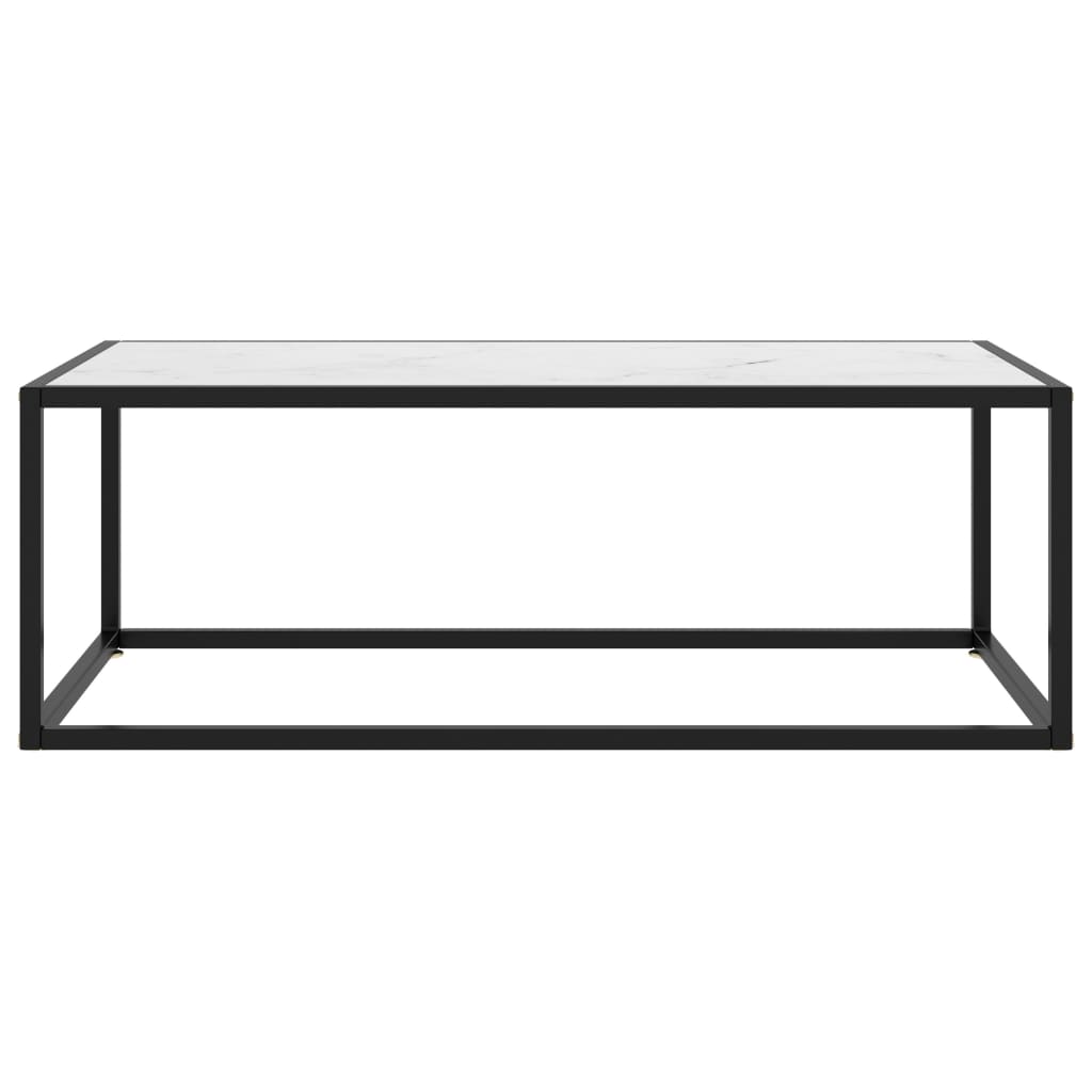 Tea Table Black with White Marble Glass 100x50x35 cm- Coffee Tables - HomeShopIreland - Home Shop Ireland - Coffee Tables - Tea Table Black with White Marble Glass 100x50x35 cm