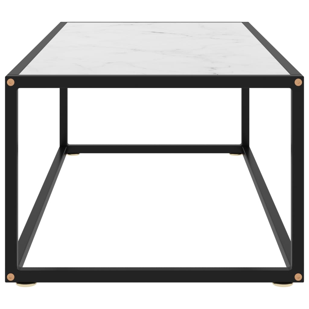 Tea Table Black with White Marble Glass 100x50x35 cm- Coffee Tables - HomeShopIreland - Home Shop Ireland - Coffee Tables - Tea Table Black with White Marble Glass 100x50x35 cm