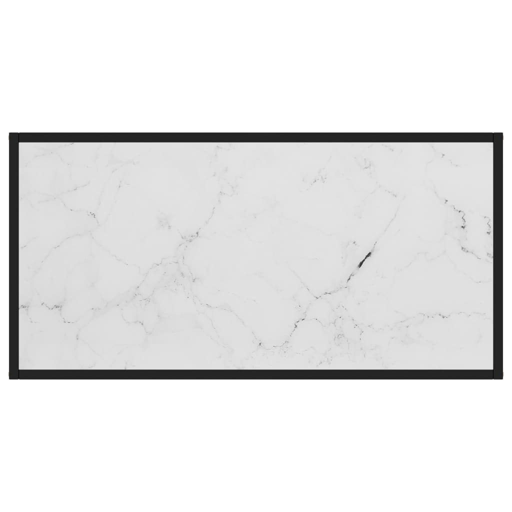 Tea Table Black with White Marble Glass 100x50x35 cm- Coffee Tables - HomeShopIreland - Home Shop Ireland - Coffee Tables - Tea Table Black with White Marble Glass 100x50x35 cm