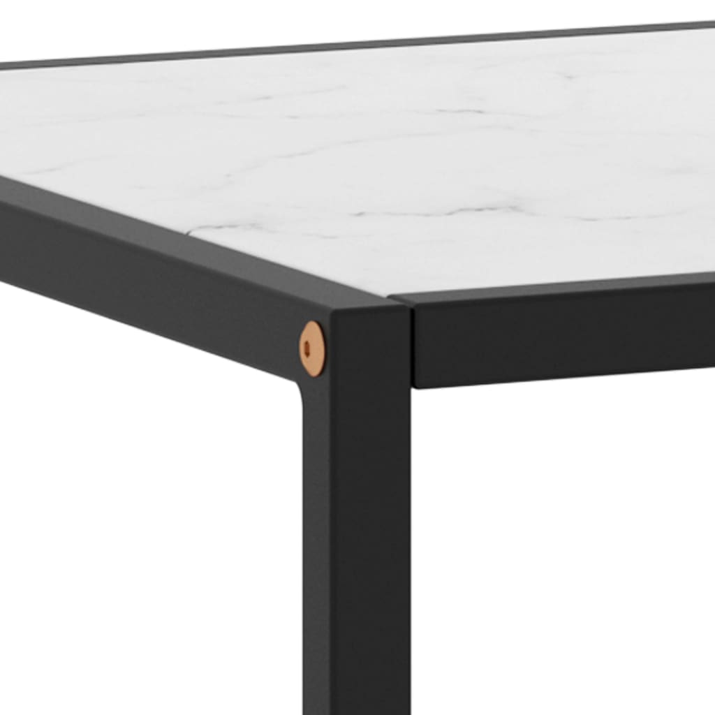 Tea Table Black with White Marble Glass 100x50x35 cm- Coffee Tables - HomeShopIreland - Home Shop Ireland - Coffee Tables - Tea Table Black with White Marble Glass 100x50x35 cm