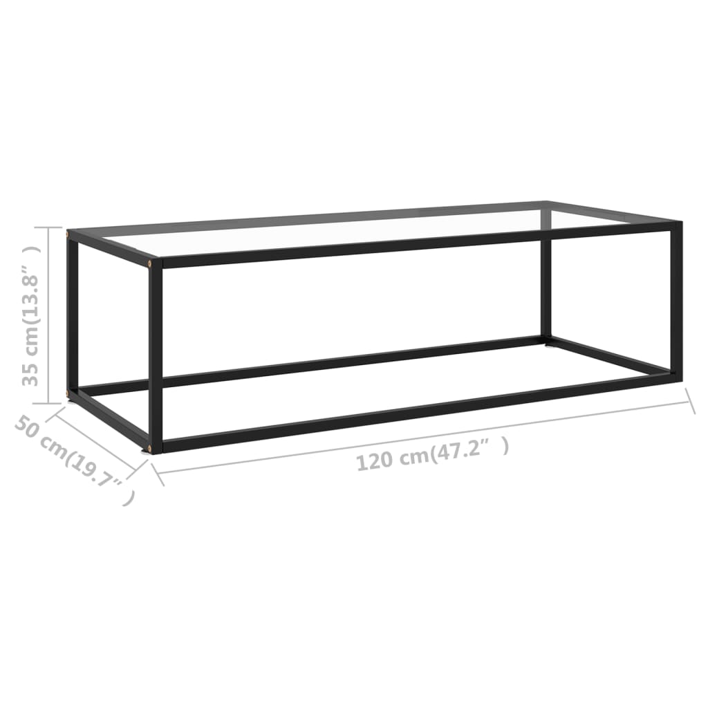 Tea Table Black with Tempered Glass 120x50x35 cm- Coffee Tables - HomeShopIreland - Home Shop Ireland - Coffee Tables - Tea Table Black with Tempered Glass 120x50x35 cm
