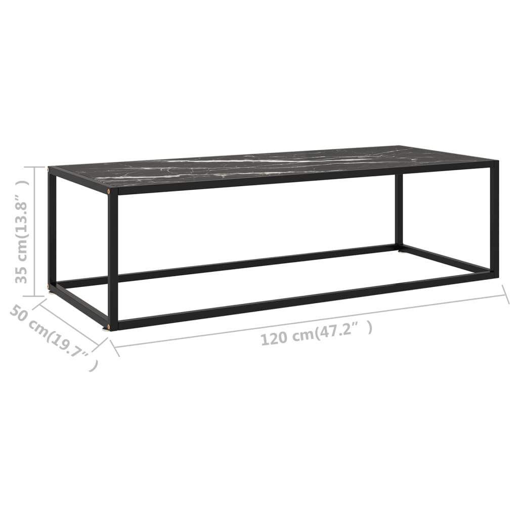 Tea Table Black with Black Marble Glass 120x50x35 cm- Coffee Tables - HomeShopIreland - Home Shop Ireland - Coffee Tables - Tea Table Black with Black Marble Glass 120x50x35 cm