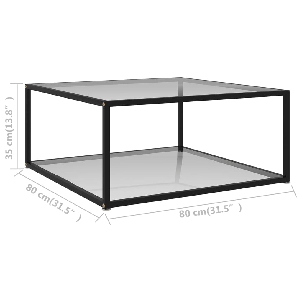 Tea Table Transparent 80x80x35 cm Tempered Glass- Coffee Tables - HomeShopIreland - Home Shop Ireland - Coffee Tables - Tea Table Transparent 80x80x35 cm Tempered Glass
