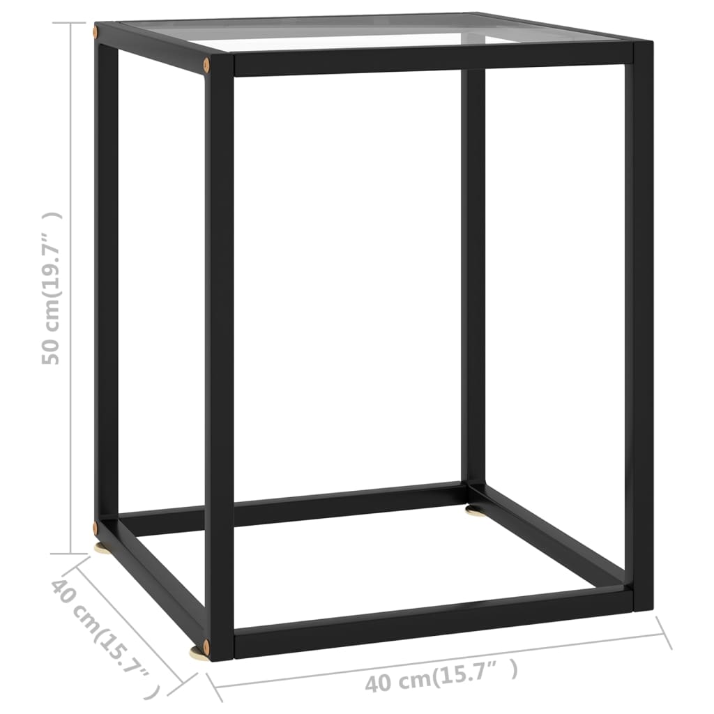 Tea Table Black with Tempered Glass 40x40x50 cm- Coffee Tables - HomeShopIreland - Home Shop Ireland - Coffee Tables - Tea Table Black with Tempered Glass 40x40x50 cm