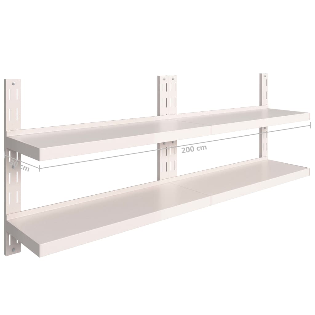 2-Tier Floating Wall Shelves 2 pcs Stainless Steel 200x30 cm- Wall Shelves & Ledges - HomeShopIreland - Home Shop Ireland - Wall Shelves & Ledges - 2-Tier Floating Wall Shelves 2 pcs Stainless Steel 200x30 cm