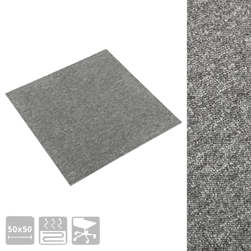 Carpet Floor Tiles 20 pcs 5 m² 50x50 cm Grey- Flooring & Carpet - HomeShopIreland - Home Shop Ireland - Flooring & Carpet - Carpet Floor Tiles 20 pcs 5 mÂ² 50x50 cm Grey