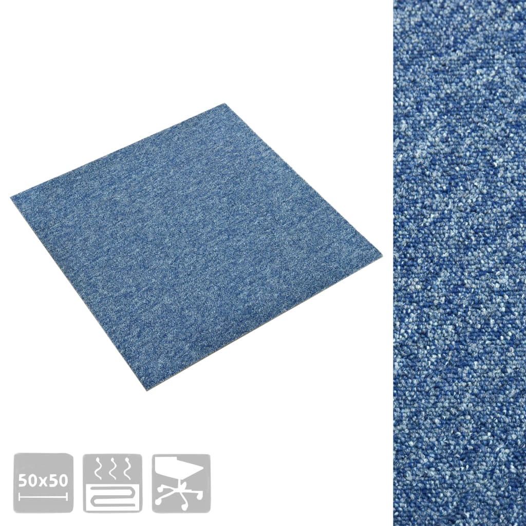 Carpet Floor Tiles 20 pcs 5 m² 50x50 cm Blue- Flooring & Carpet - HomeShopIreland - Home Shop Ireland - Flooring & Carpet - Carpet Floor Tiles 20 pcs 5 mÂ² 50x50 cm Blue